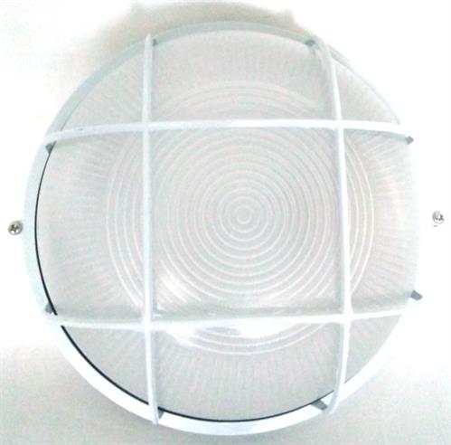 Noble Pays Round Bulkhead Light Fitting Large With Grid White - 240mm Diameter LIGBWG
