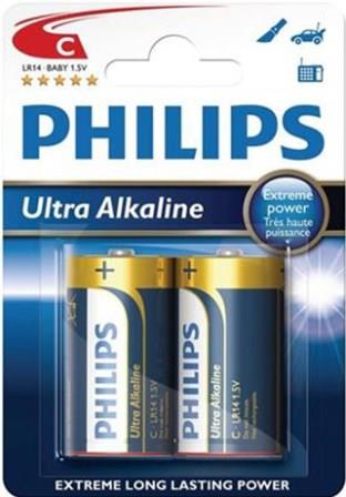 Philips Ultra Alkaline Battery LR14E2B 2 x Type C / LR14 Ultra Alkaline Batteries LR14E2B/10