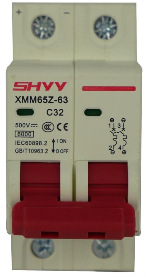 Solarix DC Series 2 Pole 32A Solar PV Cell Air Switch Mini Circuit Breaker SOLSSCB032